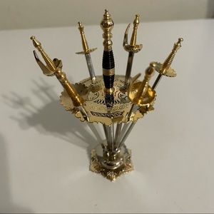 Vintage Toledo Spanish Sword Cocktail Appetizer Picks Skewers Cheese Binders